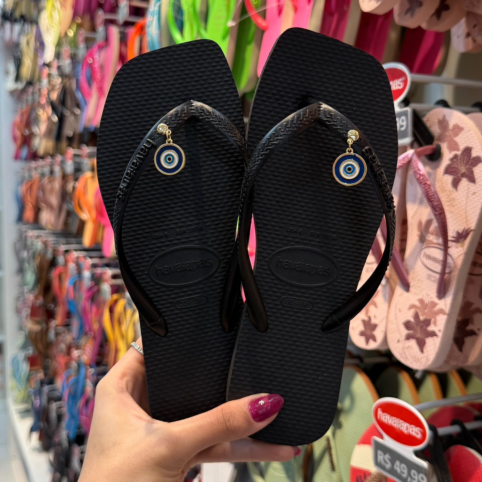 Havaianas Square + Pin Olho Grego Pendurado