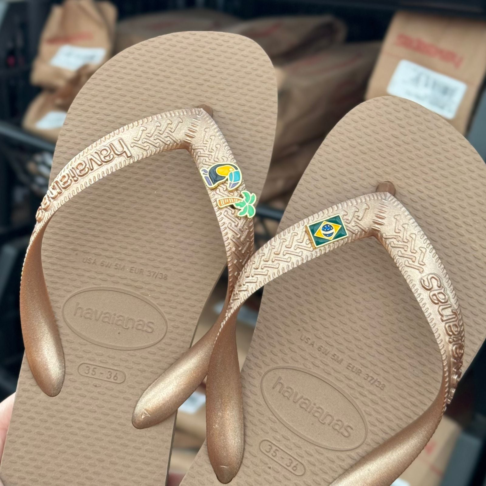 Havaianas Top + Pin Tucano, Coqueiro e Brasil